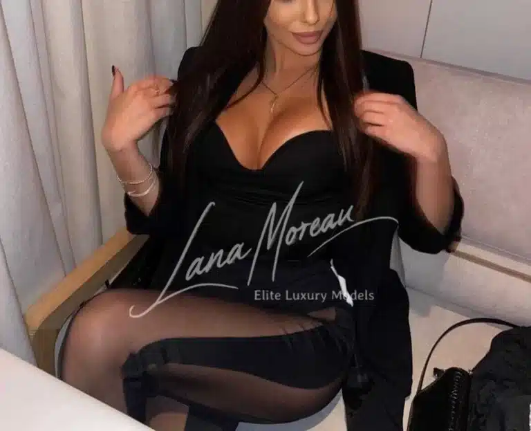 Christina with deep neckline dress