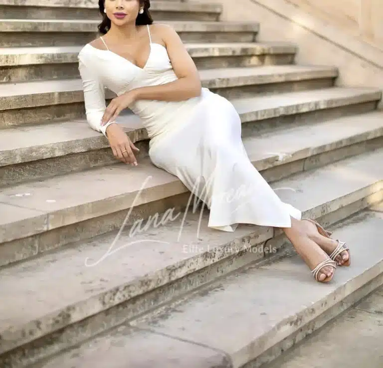 High class model on stairs