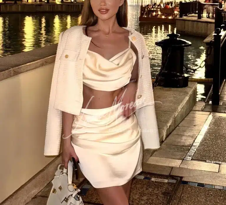 VIP Dubai companion in satin evening look