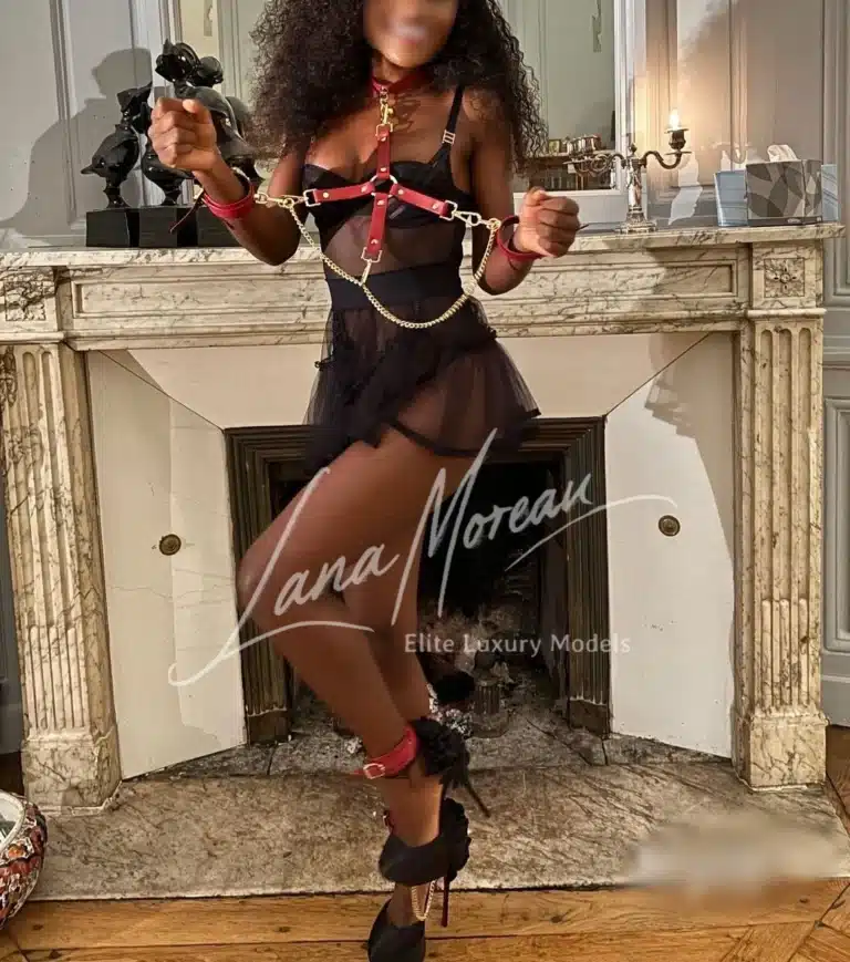 High class escort model in chains