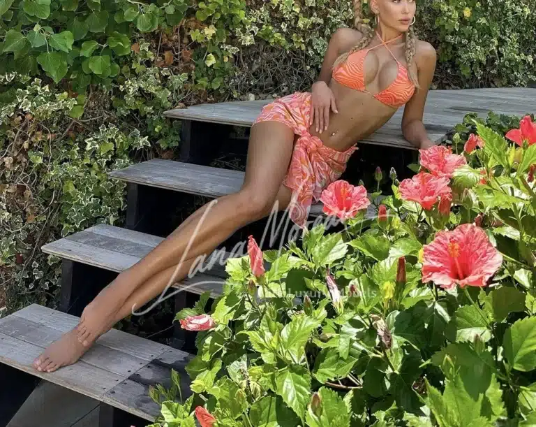 Luxury bikini model exotic garden