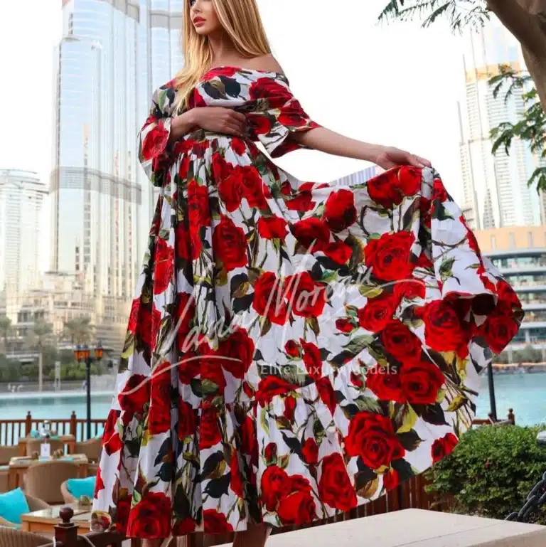 VIP Companion in a floral dress