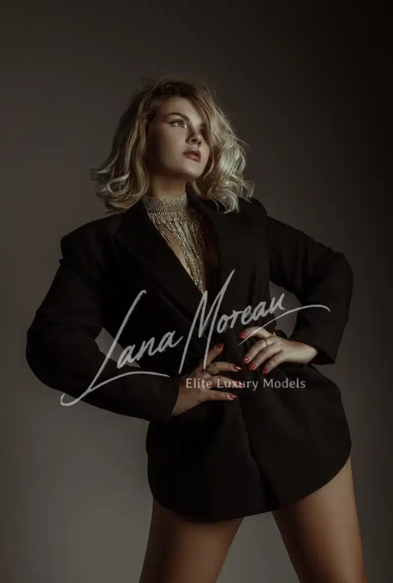 Vika posing in black blazer