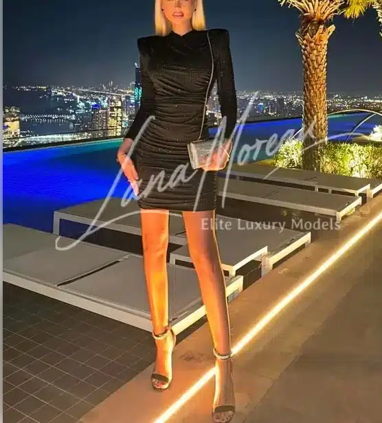 Luxury rooftop shoot in black dress