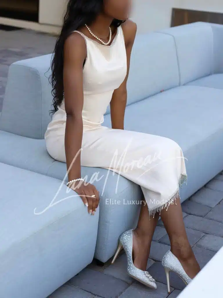 Glamorous escort new york in satin dress