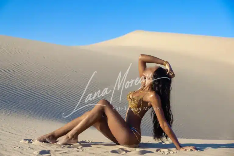 Golden goddess in desert sun